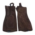 Shires Brown Suede Half Chaps Full Length Zips Snap Fastener
