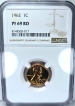 1962 PROOF LINCOLN CENT 1C NGC PF 69 RD BRILLIANT NEAR PERFECT RED PROOF (C228)