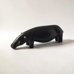 Vintage Modernist African Blackwood Hippopotamus Sculpture Solid Hand Carved