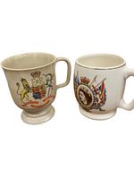 Vintage Queen Elizabeth Coronation Commemorative Mugs Set of 2