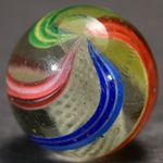 Early Latticino German Handmade Antique Marble Ribbed Bands 18mm 11/16''