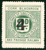 GB Ireland CB&PR Railway Letter Stamp 4d Surcharge CORK BLACKROCK MM GR2WHITE67