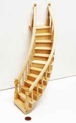 Dolls House Staircase Wooden Right Angle Curved Natural Finish 1:12 Scale tumdee