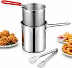 Stainless Steel Pot with Lift-Out Draining Basket, Personal Mini Deep Fryer Set