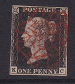 1d Black With 3/4 Margins & Red MX(20)