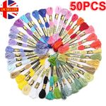 50 Skeins Embroidery Thread Random Colors for Knitting Cross Stitch Project UK