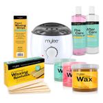Mylee Complete Waxing Kit Heater Wax Pot Strips Spatulas Pre After Hair Removal