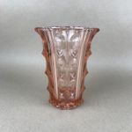 Vintage Pink Glass Vase Retro Art Deco