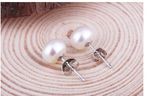 White/Cream Cultured Freshwater Pearl 925 Sterling Silver Plated Stud Earrings 