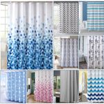 Shower Curtain 100% Polyester Fabric Modern Designer Washable + 12 Hooks