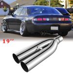 Universal 2.5" Inlet 3'' Outlet Stainless Steel Blast Pipes Exhaust Muffler Tip