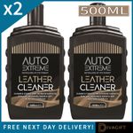 2 x LEATHER CLEANER LIQUID CONDITIONER 500ML NON DRIP REMOVES GRIME AUTO EXTREME