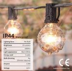 Outdoor String Lights 50 Feet G40 50+2 Bulbs Waterproof IP44