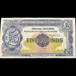 1948 British 5 Pound Armed Forces Banknote Special Voucher WW2 WWII War Money
