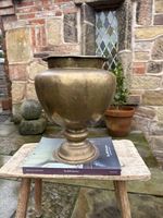 Brass Urn Planter Large And Heavy Vintage Pot With Great Patina Garden Kitchen