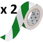 MOT Garage and Workshop Hazard warning tape 50mm x 30m - 2 Rolls Green & White