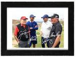 Woods, Player, McIlroy, Nicklaus Autograph PHOTO Pre Print Music 6x4/A4/ Framed