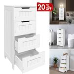 2025 White Bathroom Storage Cabinet PVC Drawer Cupboard Free Standing Unit Shelf