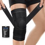 Lexniush Knee Brace Support L Black Adjustable Straps for Pain Relief Running