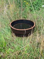 SMALL 20CM TALL SHALLOW OAK HALF BARREL HERB FLOWER GARDEN PLANTER POT TUB