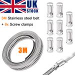 3m DIY Jubilee Clips Kit – 304 Stainless Steel Hose Clamp Roll with 8 Fasteners