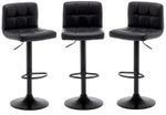 3 X Black Bar Stools  Faux Leather swivel, height adjustable