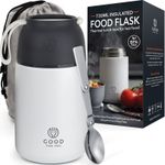 Insulated Food Flask 730ml Soup Flask with Spoon & Bag Leak-Proof BPA-Free White