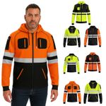 Mens hivis Pullover Hoodie Reflective Tape high Visibility Hooded safty workwear