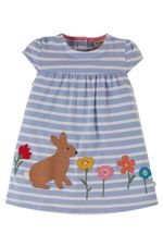 Frugi Girls Purple Dress - Little Layla Dress - Lavender Breton/Rabbit