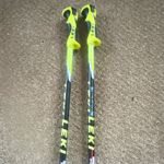 LEKI Worldcup Downhill Ski Poles 105 cm Standard Basket Red/Black/Yellow