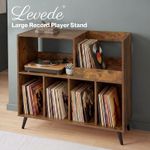Levede Record Player Stand 300+ Album Storage Turntable Cabinet Rubber Wood