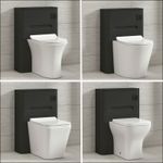 550mm BTW WC Toilet Concealed Cistern Rimless Pan Soft Close Seat Matt Black