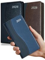 2026 Diary Slim Day A Page / Week To View Pocket Leather Cover Full Year Planner
