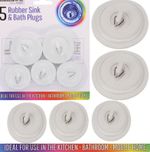 Rubber Bath Sink Plugs Basin Bathroom Kitchen x5 Drain Stopper White Camping