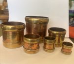 Vintage C1960 Set Of Six Indian Copper And Brass Graduating Seer Measures