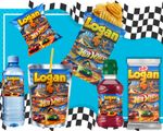Hot Wheelz Birthday Supplies - Personalised Chip Bags, Labels and Wrappers