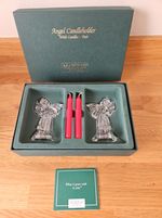 Marquis Waterford Cut Glass Candle Holders And Candles Boxed, Angels
