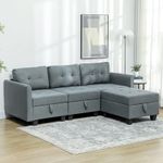 Modular Sectional Sofa with Storage, L Shaped Sofa for Living Room, Dark Grey
