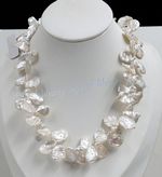 Rare 15-20mm Real Natural Luster White Flat Coin Baroque Pearl Necklace 18 inch
