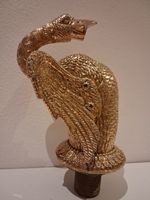 Vintage cast brass plated swan deck-mount faucet/tap Sherle Wagner style c.70s.