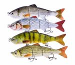 4x Jointed Swimbait Lures 125mm 17g Multicolour Fish Treble Hooks Rattle
