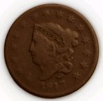 1817 Large Cent 15 Stars N-16 Rotated Reverse Popular Variety