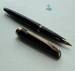 Platinum P300 Black Gold Trim 18K Fine Nib With Converter and Pen Pouch