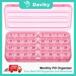 Daviky Monthly Pill Organizer 1 Time a Day, 30 Day Pill Box Organizer Once a Day