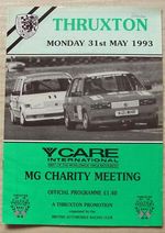 THRUXTON 31 May 1993 MG CHARITY MEETING A4 Car Races Official Programme