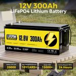 12V 300Ah LiFePO4 Lithium Battery 15000+ Deep Cycles Solar RV Off-grid BMS