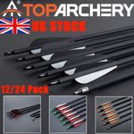 12/24x Archery 30" Carbon Arrows SP500 for Compound Recurve Bow Hunting Shooting