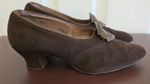 Vintage 1940's Brown Suede Shoes With Detail Front Size UK 4.5