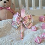 personalised dusty pink and ivory pram charm