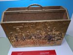 VINTAGE TRADITIONAL ENGLISH BRASS COVERED MAGAZINE RACK IN GOOD CONDITION